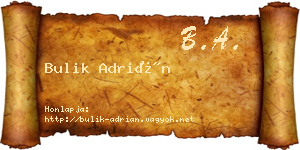 Bulik Adrián névjegykártya