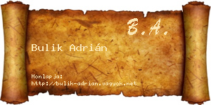 Bulik Adrián névjegykártya